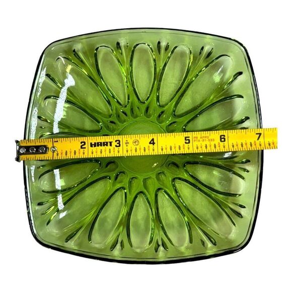 Vintage Indiana Glass Avacado Divided Nut Fruit Dish Candy 7" MCM Retro Design - Picture 4 of 6
